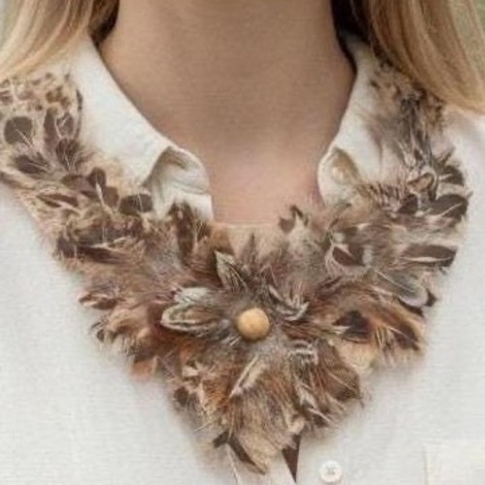 Vtg Feather Necklace Hippie Boho The Ultimate Natural Leather Cord Wood Beaded